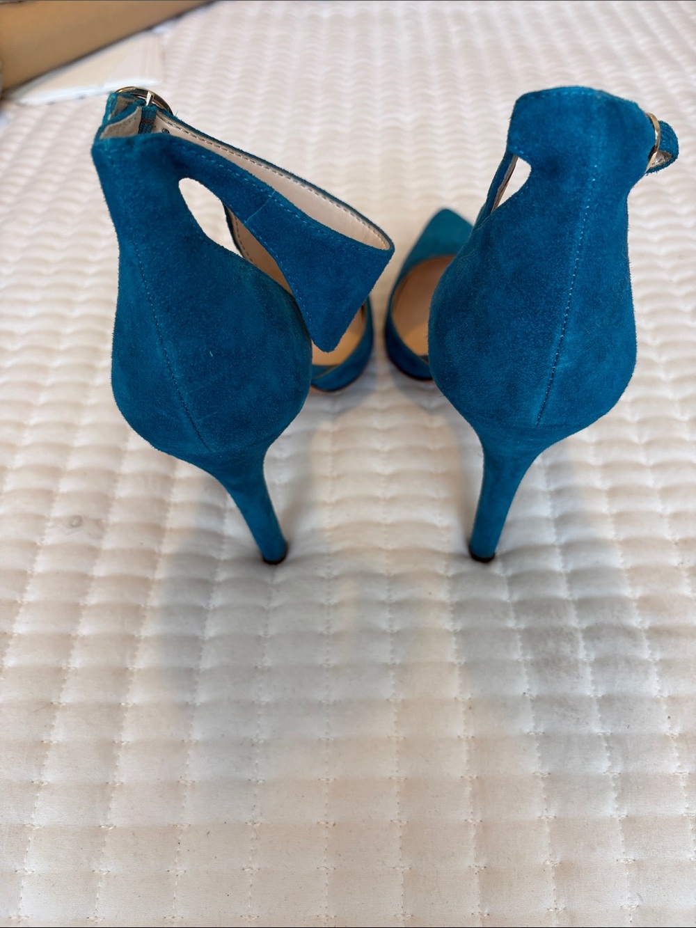 Jessica Simpson Teal Pointed-Toe Suede Ankle-Strap Heels - Picture 3 of 3